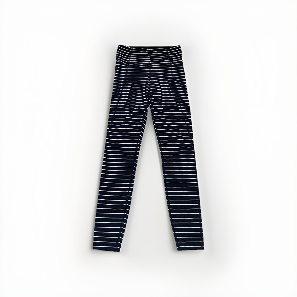 Athleta Salutation Powervita 7/8 Striped Tight Leggings Navy Blue White XS